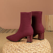 Cargar imagen en el visor de la galería, MILO Knits High Heels Sock Stretch Ankle Boots Rubber Sole