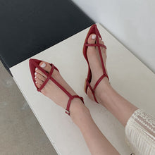 Indlæs billede til gallerivisning ESSY Ladies Pointed Toe Ankle Buckle Flat Sandals