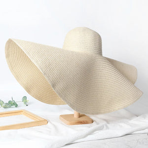 FORTUNA Women's Foldable Oversized Beach Hat 27" Diameter Wide Brim Summer Sun Hats