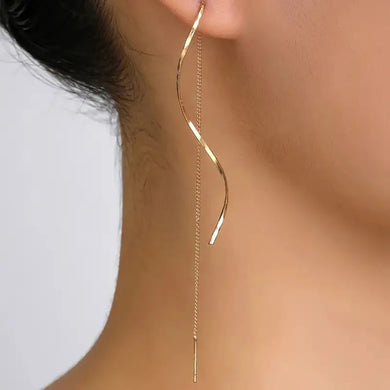 EMILY Elegant Long Earrings with a Simple Swirl Design