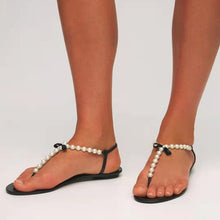 Load image into Gallery viewer, SHARON Classic Pearl Bow-Knot Design Comfortable Clip Toe Flat Sandals - Bali Lumbung