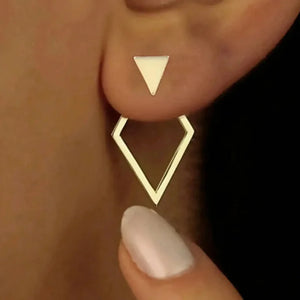 DELA Retro Square Stud Earrings with Removable Triangle Details for a Simple, Modern Look