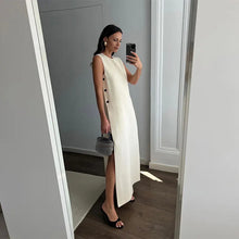 Load image into Gallery viewer, COLLETE Sleeveless Button Split Midi Dress for Women with Round Neck