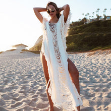 Load image into Gallery viewer, LONI Stylish Sleeveless Tasseled Fringe Cloak Swimsuit Cover-up