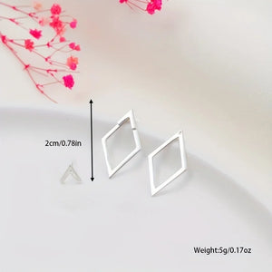 DELA Retro Square Stud Earrings with Removable Triangle Details for a Simple, Modern Look