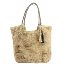 Load image into Gallery viewer, CORAL Casual Vintage Two Tones Color Tote Beach Straw Bag - Bali Lumbung