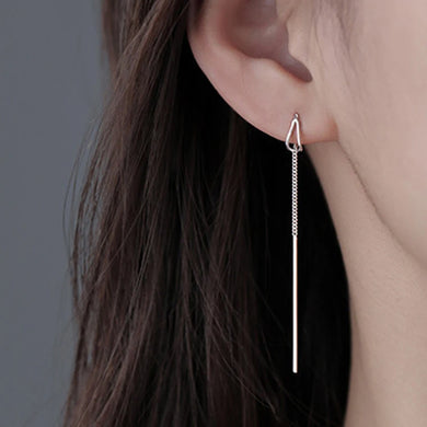 HUMMING Stylish Long Drop Earrings in Silver and Gold Tones, featuring Sparkling Zircon or Crystal Accents