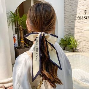 LUCA Classic Bowknot Scarf with Faux Pearl Elastic Scrunchies Hair Accessories - Bali Lumbung