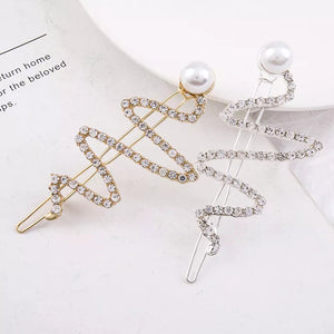 WREN Crystal and Faux Pearl Wave Shape Hair Clips - Bali Lumbung