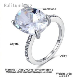 OLIVE Crystal Ring for Women Engagement Oval Shape Ring - Bali Lumbung