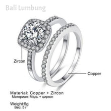 Indlæs billede til gallerivisning JEMA Crystal Ring for Women Engagement Square Double Banned Shape Ring - Bali Lumbung