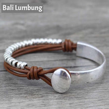 Load image into Gallery viewer, RILEY Unique Bangles mixed Leather and Alloy - Bali Lumbung