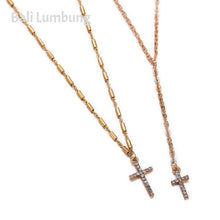 Load image into Gallery viewer, HOLLY Crystal Cross Necklaces Pendants Boho Double Layered Necklace - Bali Lumbung