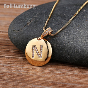 ISLA Initial Letter Necklace Gold 26 Letters Pendants - Bali Lumbung