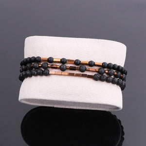 DES 3 Pieces Men Adjustable Bracelet with Natural Stone