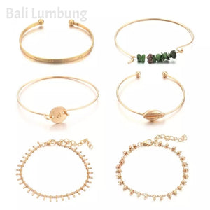 ADILA 6 Pcs/Set Bohemian Gold Bracelets - Bali Lumbung