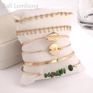 ADILA 6 Pcs/Set Bohemian Gold Bracelets - Bali Lumbung