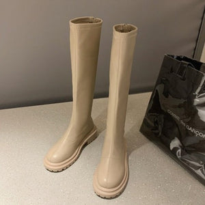 BLYTE #1 Trendy Colors Chunky Heels Knee High Chelsea Boots - Bali Lumbung
