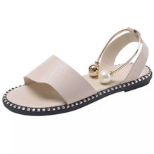 Load image into Gallery viewer, JAID Beaded Pearly Cuffed Slingback Strap Flat Sandals