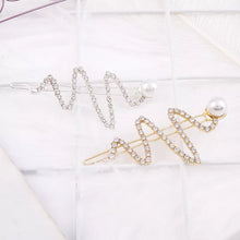 Load image into Gallery viewer, WREN Crystal and Faux Pearl Wave Shape Hair Clips - Bali Lumbung