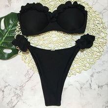Cargar imagen en el visor de la galería, EVANGELINE Bandeau Ruffled Bikini Swimwear Women Swimsuit