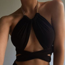 Cargar imagen en el visor de la galería, BANA Bandage Sexy Chain Halter Crop Tops for Summer