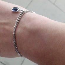 Indlæs billede til gallerivisning AMELIA 925  Sterling Silver Square Blue Crystal Charm Bracelets