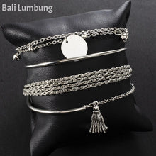 Load image into Gallery viewer, AILA 4 Pcs/Set Tassel Silver Bracelets - Bali Lumbung