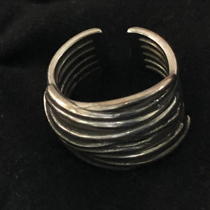 AGALIA #1 Irregular Multilayer Minimalist Silver Adjustable Rings
