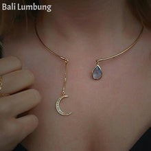 Load image into Gallery viewer, BAI Moon &amp; Teardrop Pendant Open Choker Necklace - Bali Lumbung
