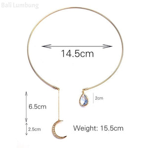 BAI Moon & Teardrop Pendant Open Choker Necklace - Bali Lumbung