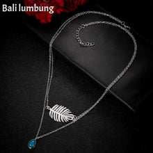 Load image into Gallery viewer, BRI Feather Pendant Stone Necklace - Bali Lumbung