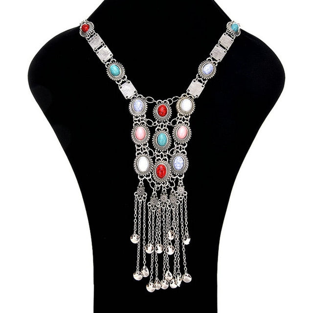 ANNA Silver Tassel Pendant Necklace Women - Bali Lumbung