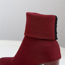 Load image into Gallery viewer, MILO Knits Black Pointed Toe High Heels Sock Stretch Ankle Boots