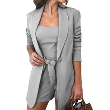 Load image into Gallery viewer, LIBO #1 3 Pieces Long Sleeves Blazer Short Set Dress