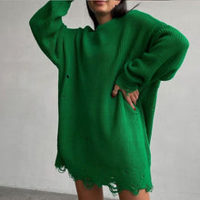 Laden Sie das Bild in den Galerie-Viewer, SLOAN Casual O-Neck Long Sleeves Distressed Sweater - Bali Lumbung