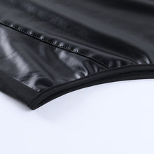 Indlæs billede til gallerivisning ADALINE Vegan Leather Solid V-Neck Sleeveless Bodysuit - Bali Lumbung