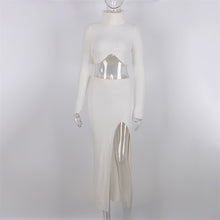 Indlæs billede til gallerivisning DEB Knitted Turtleneck Crop Top Long Sleeves Sweater High Waist Long Skirt Side Slit Dress Set