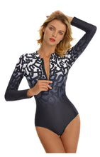 Load image into Gallery viewer, WAIOLA One Piece Colorblock Mesh Long Sleeves Monokini Swimwear - Bali Lumbung
