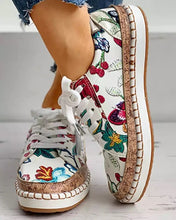 Cargar imagen en el visor de la galería, GHEA Cute Fashion Style Casual Flower Printed Lace-Up Platform Sneakers