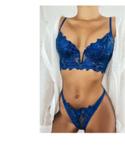 Afbeelding in Gallery-weergave laden, MIA French Lace Embroidery Brassiere Lingerie Underwear Push-Up Bralette Set