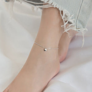 FLEUR Sterling Silver Modern Style Round Charms Anklets - Bali Lumbung