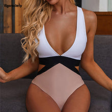 Load image into Gallery viewer, ASHLEY Deep V Neck One Piece Swimwear