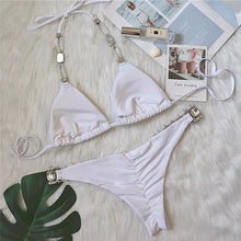 Indlæs billede til gallerivisning MONE Shiny Sequent Faux Diamond Push Up Halter Bikini Set Swimwear - Bali Lumbung