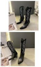 Laden Sie das Bild in den Galerie-Viewer, NOAH Female Embroidery High Heel Knee-High Cowboy Boots