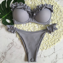 Afbeelding in Gallery-weergave laden, EVANGELINE Bandeau Ruffled Bikini Swimwear Women Swimsuit