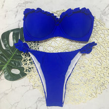 Load image into Gallery viewer, EVANGELINE Bandeau Ruffled Bikini Swimwear Women Swimsuit