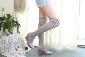 NOI  Over The Knee High Square Heels Boots - Bali Lumbung