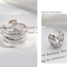 Indlæs billede til gallerivisning AGALIA #2B Irregular Multilayer Minimalist Silver Adjustable Rings