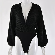Cargar imagen en el visor de la galería, SIBYL Deep V-Neck Women Bodysuit with Long Sleeve